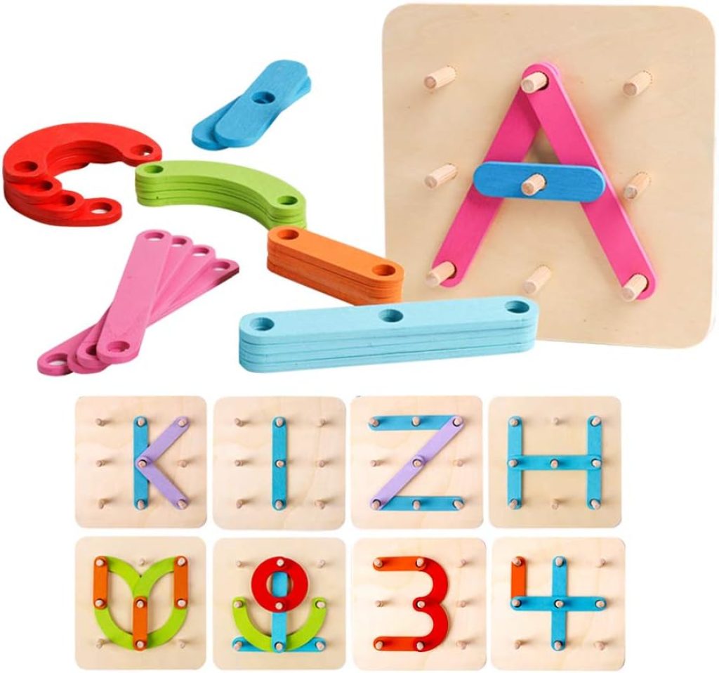 Kizh Wooden Letter and Number Construction Activity Set